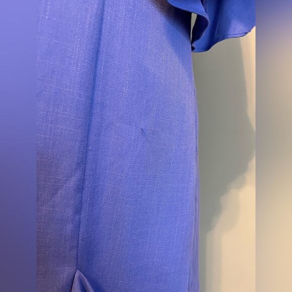 Gianni Bini Womens Ruffle Trumpet Sleeve Blue Work Shift Dress Size XL - Picture 4 of 9